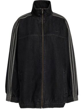ADIDAS WOMENS FIREBIRD ADILENIUM TRACK TOP DENIM JACKET BLACK WASH SIZE LARGE